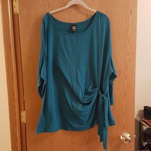 Dark teal side tie 3/4 sleeve shirt top size 26/28